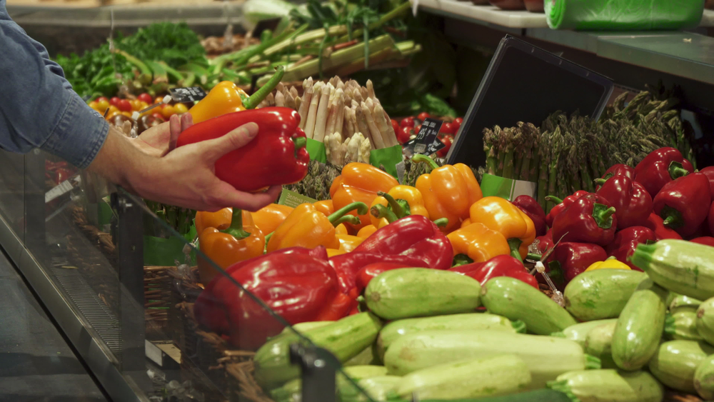 Man picking produce.