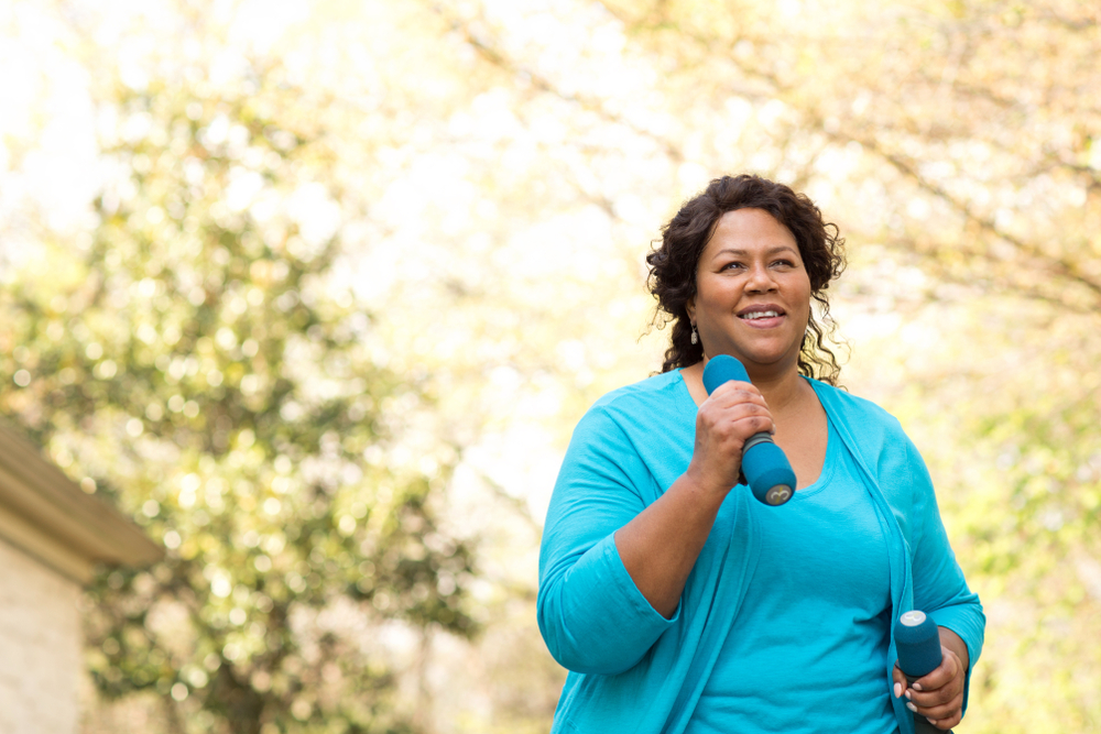 Woman exercising after weight loss surgery.